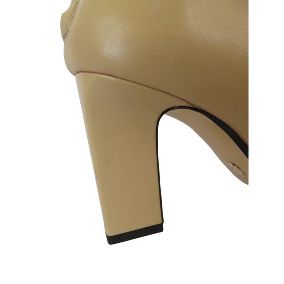 New ZARA Tan Leather Back Zip Square Toe Heeled Ankle Boots Womens 10 EU 41 - Picture 5 of 11